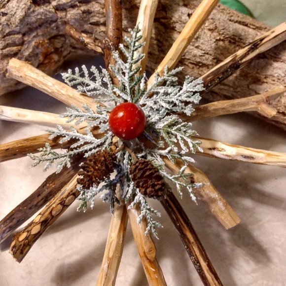 Handmade Rustic Real Wood Sticks Twigs Tree Topper  or Hanging Ornament - Picture 7 of 8